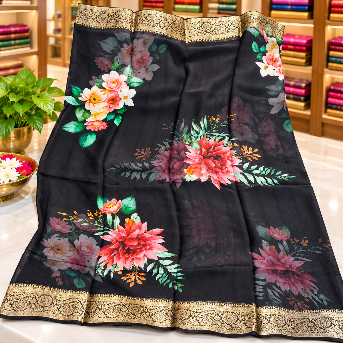 CHiffon saree MSF016 - Black