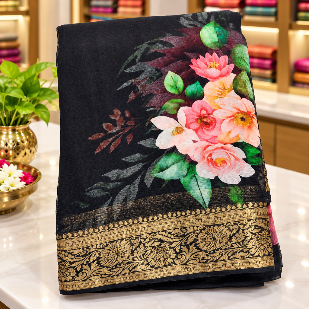 CHiffon saree MSF016 - Black