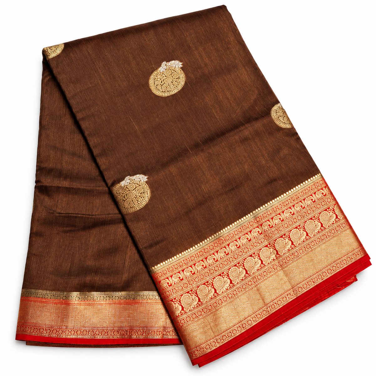 Vintage Style viscose silk saree MSF011 - Brown