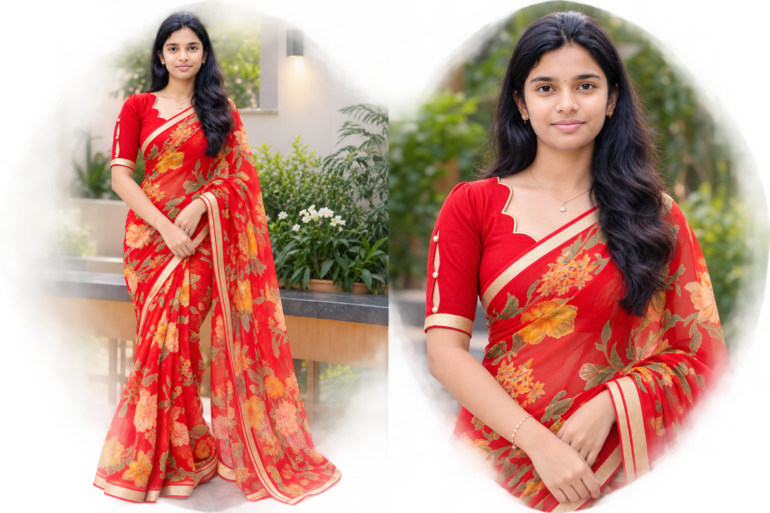 Pure chiffon floral print saree