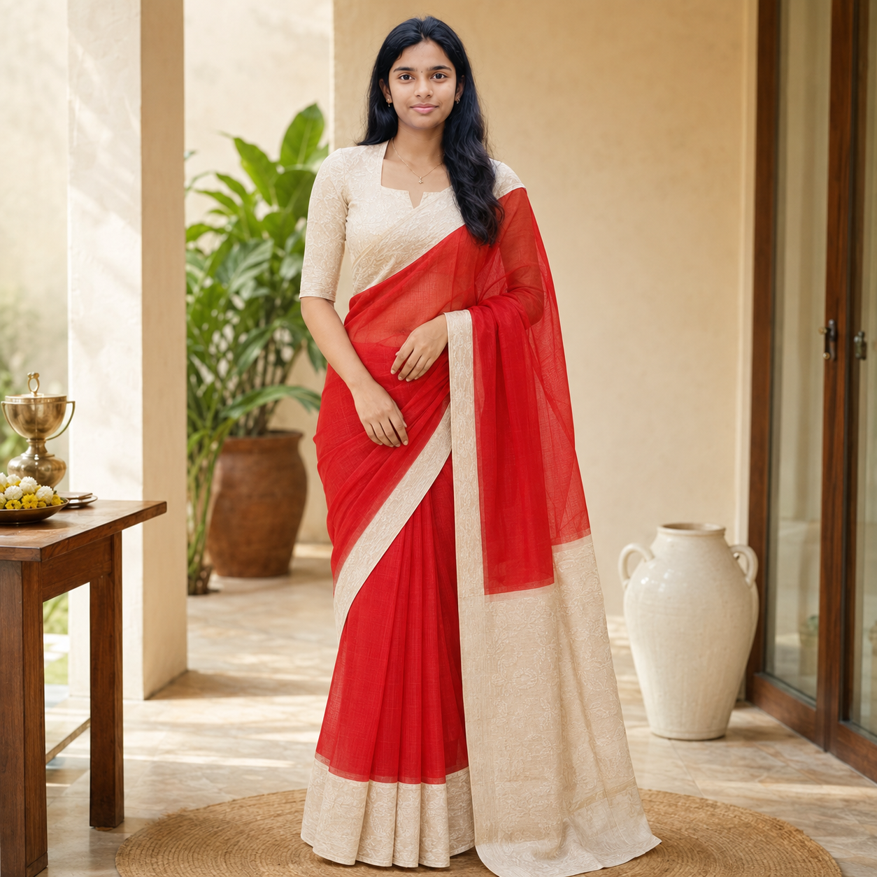 Silk kota patch work saree