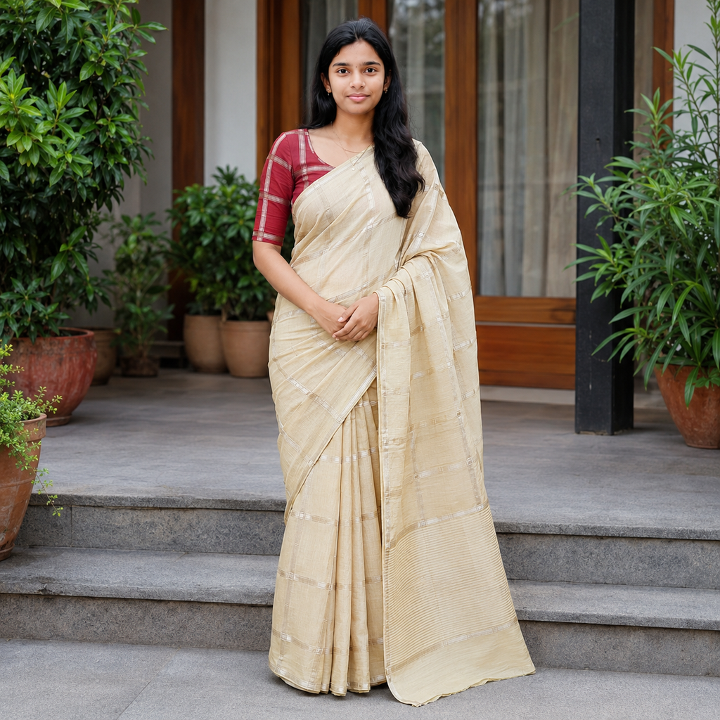 Assam silk checks saree