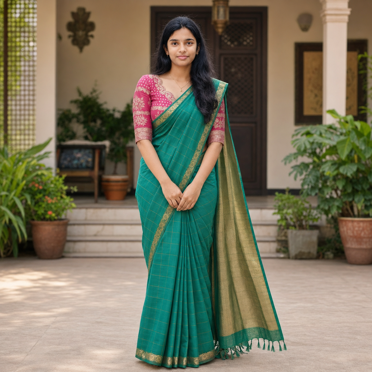 Chinon silk saree