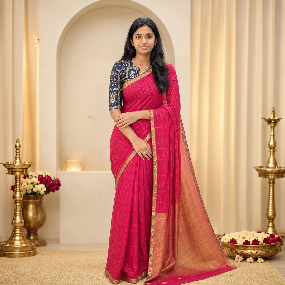 Chinon silk saree