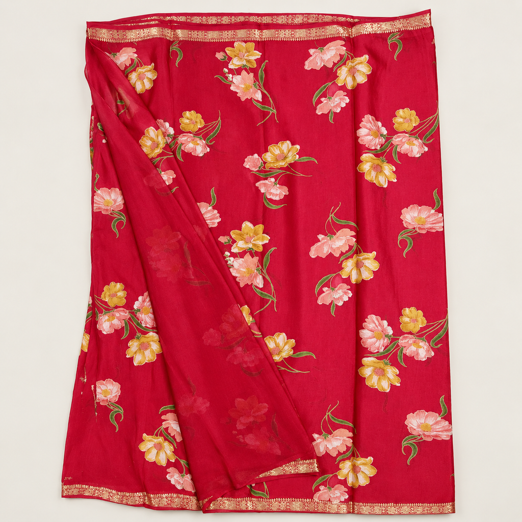 Chinon silk saree MSF006 - Red