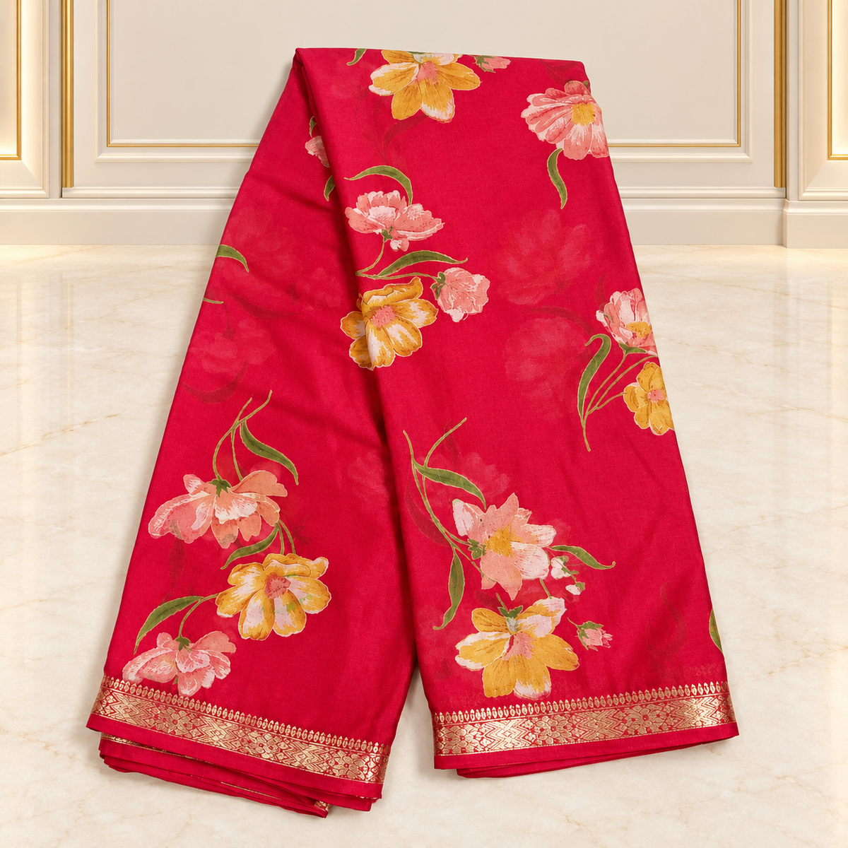 Chinon silk saree MSF006 - Red