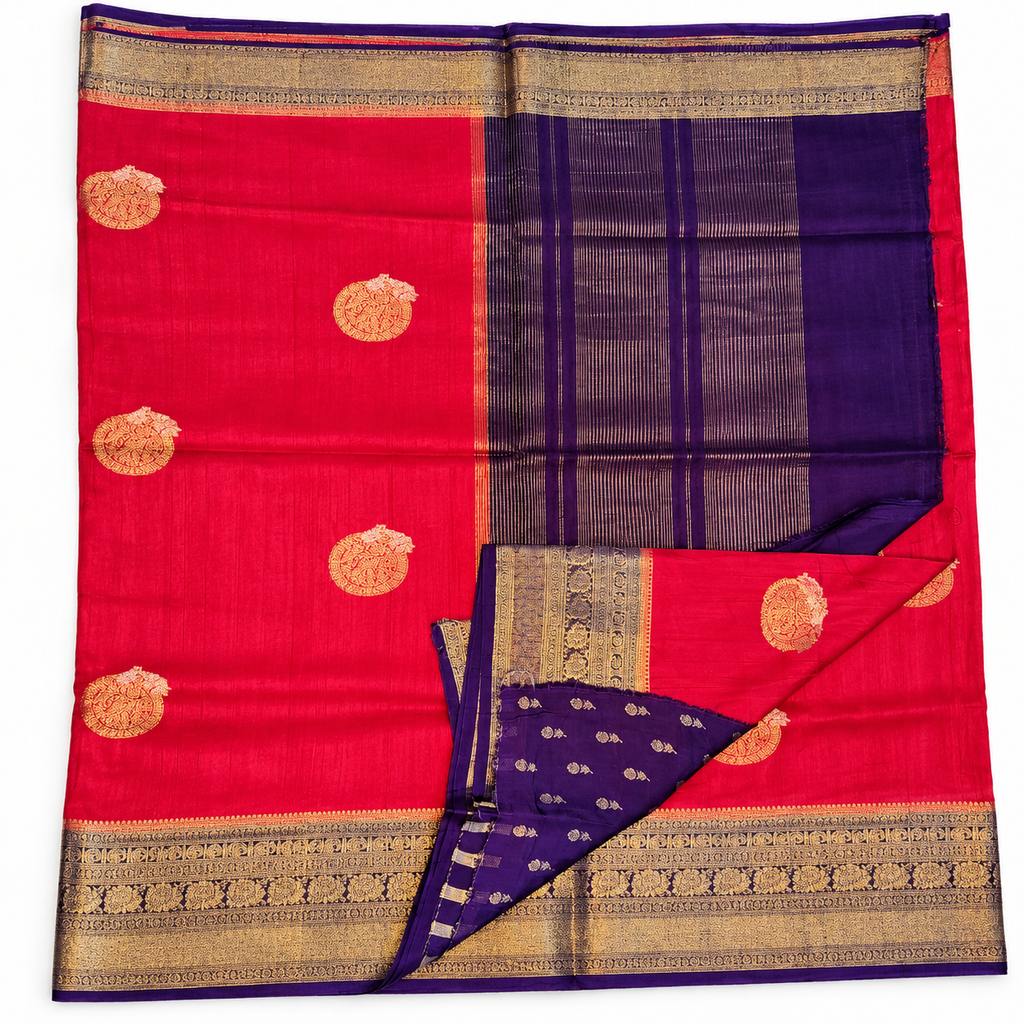Vintage style voscose silk saree MSF011 - Pink
