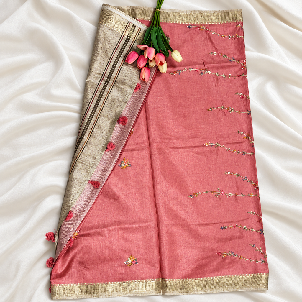 Tussar silk MSF009 - Pink