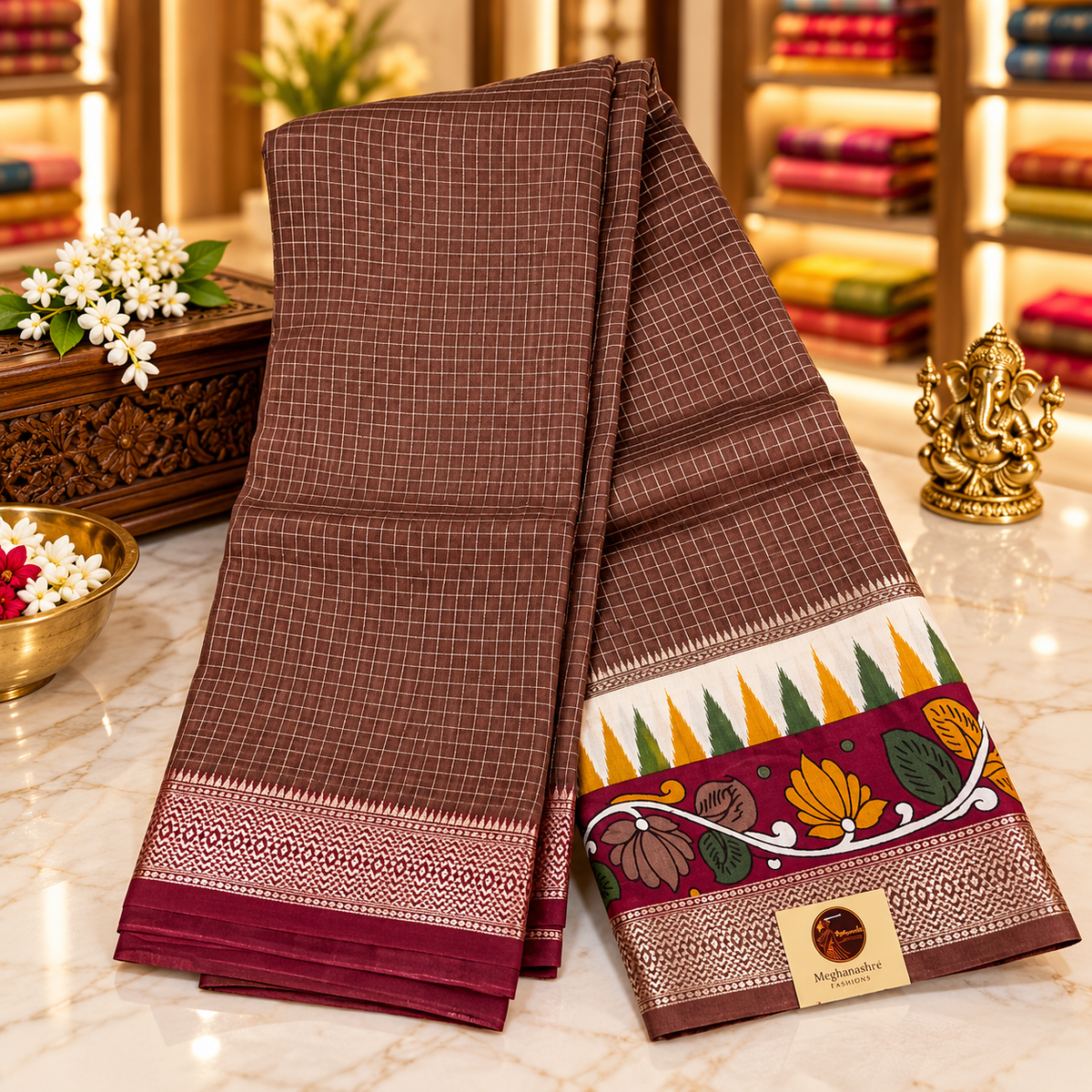 Munga tussar silk saree - brown