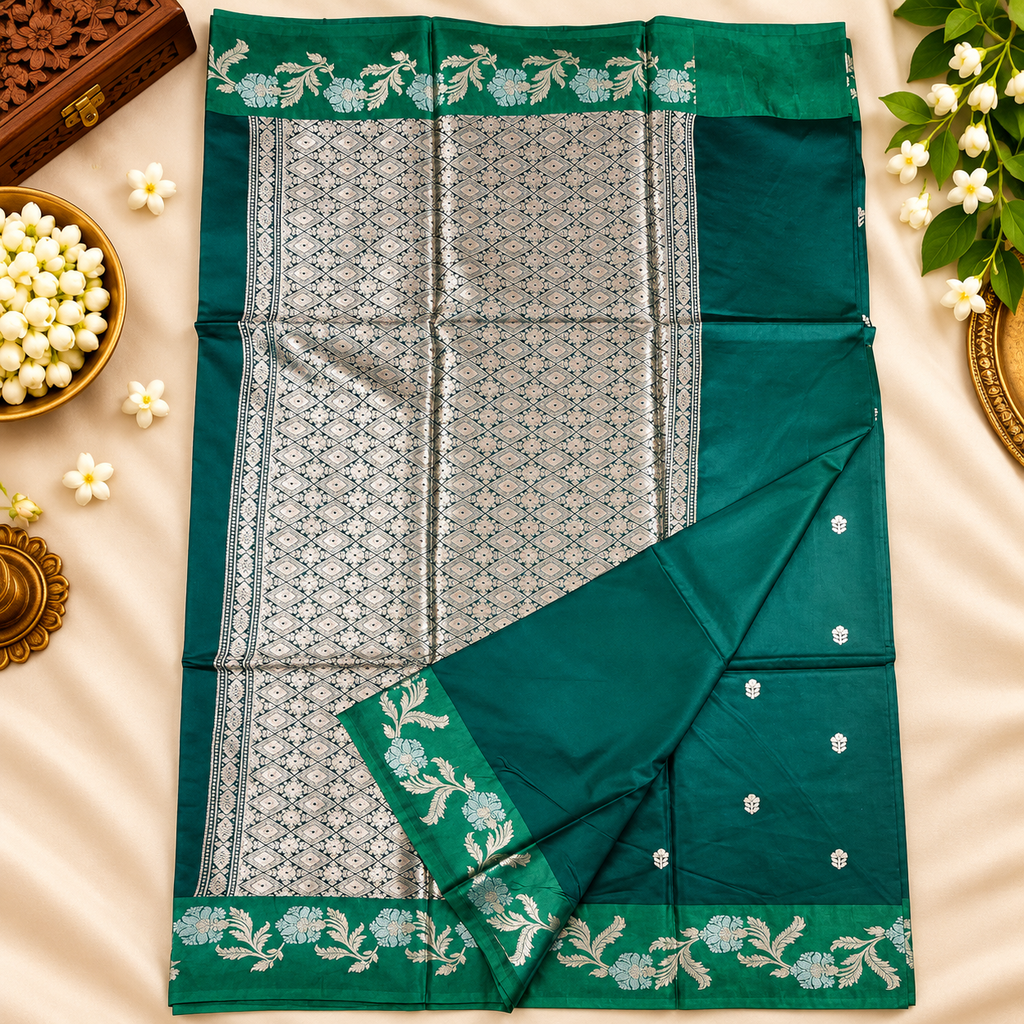 Raw mango silk saree - Green