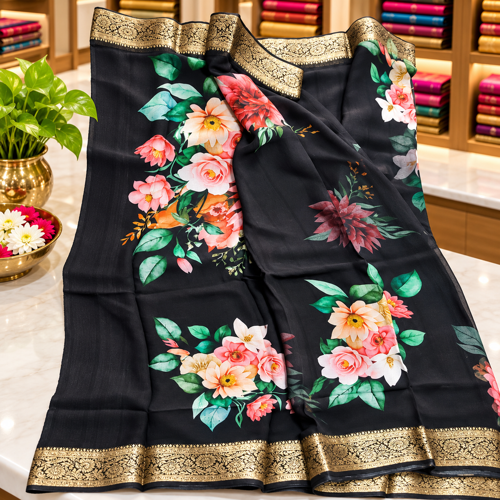 CHiffon saree MSF016 - Black