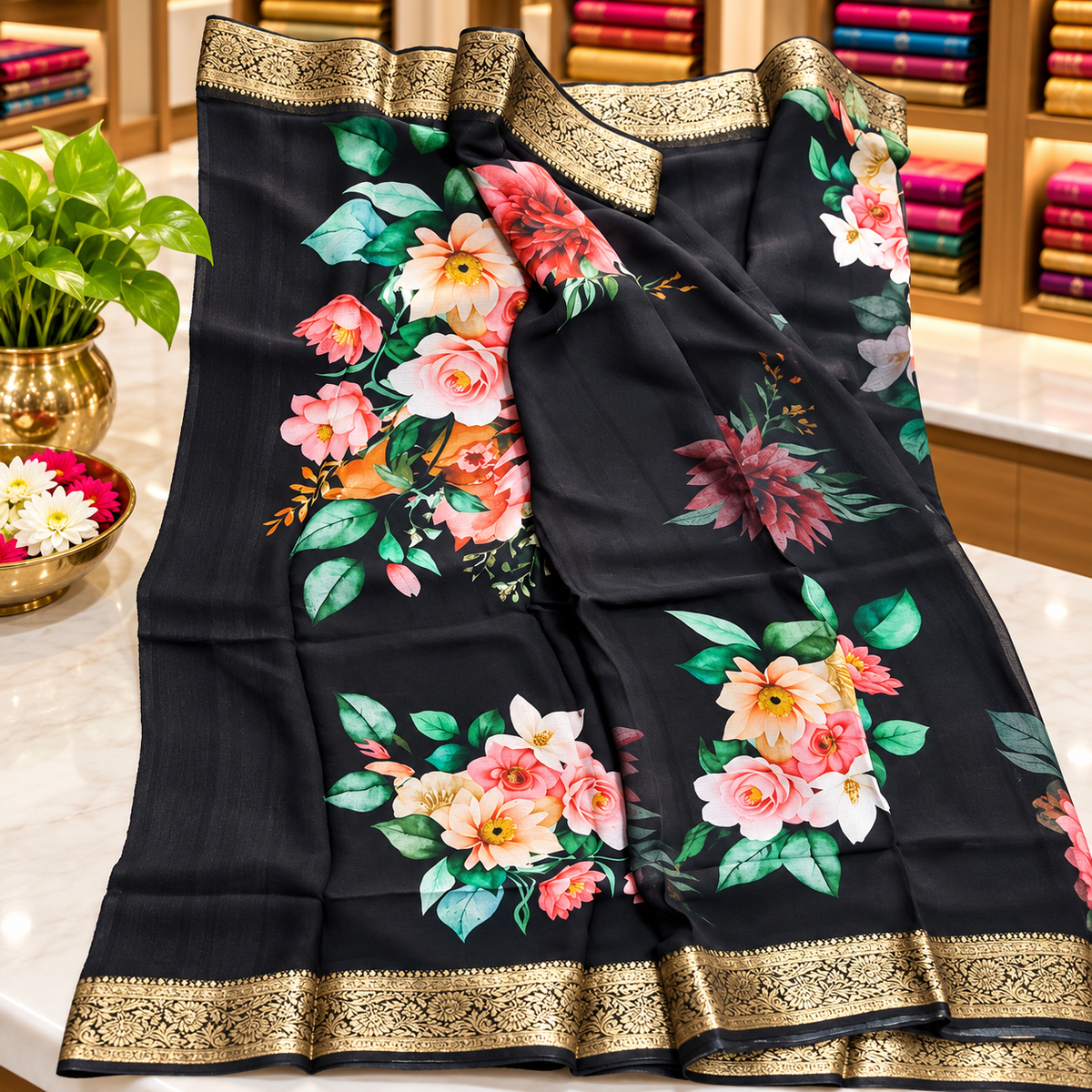 CHiffon saree MSF016 - Black
