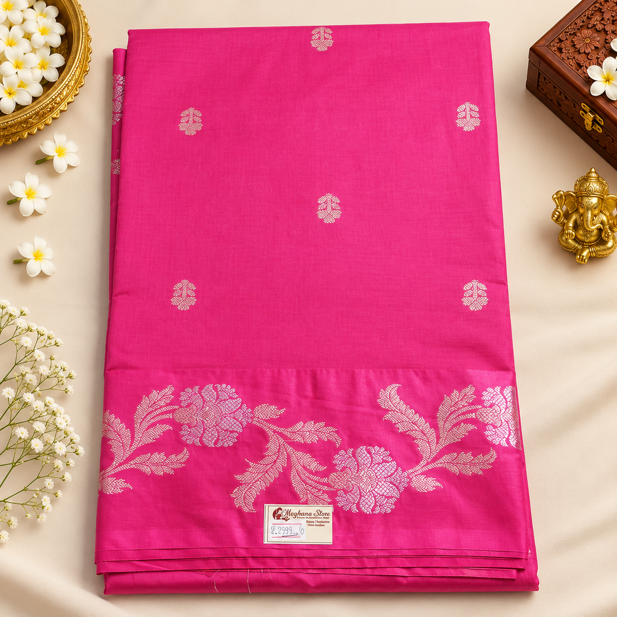 Raw mango silk saree - Pink