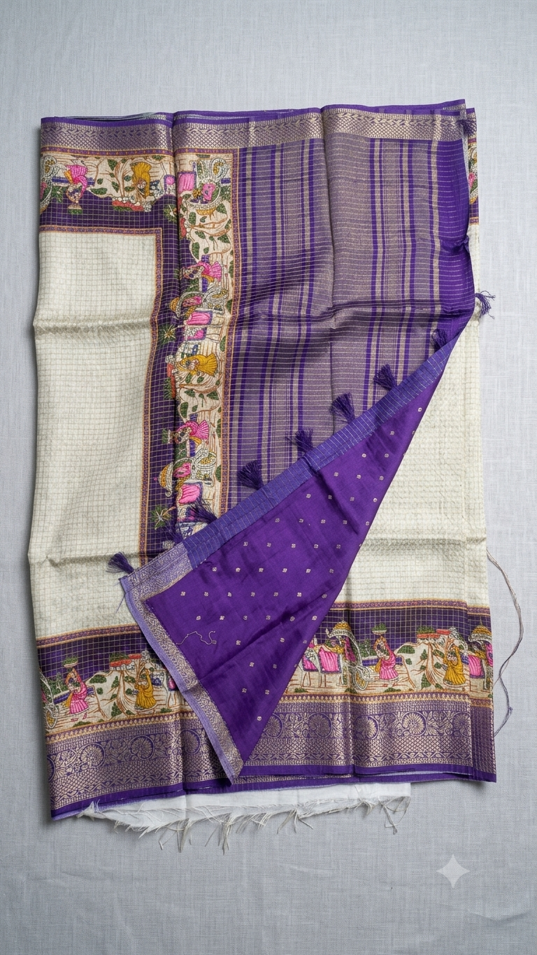 Pure dola silk saree MSF005 - Light gray