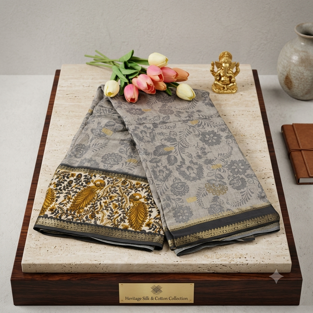 Pure dola silk saree MSF005 - Gray