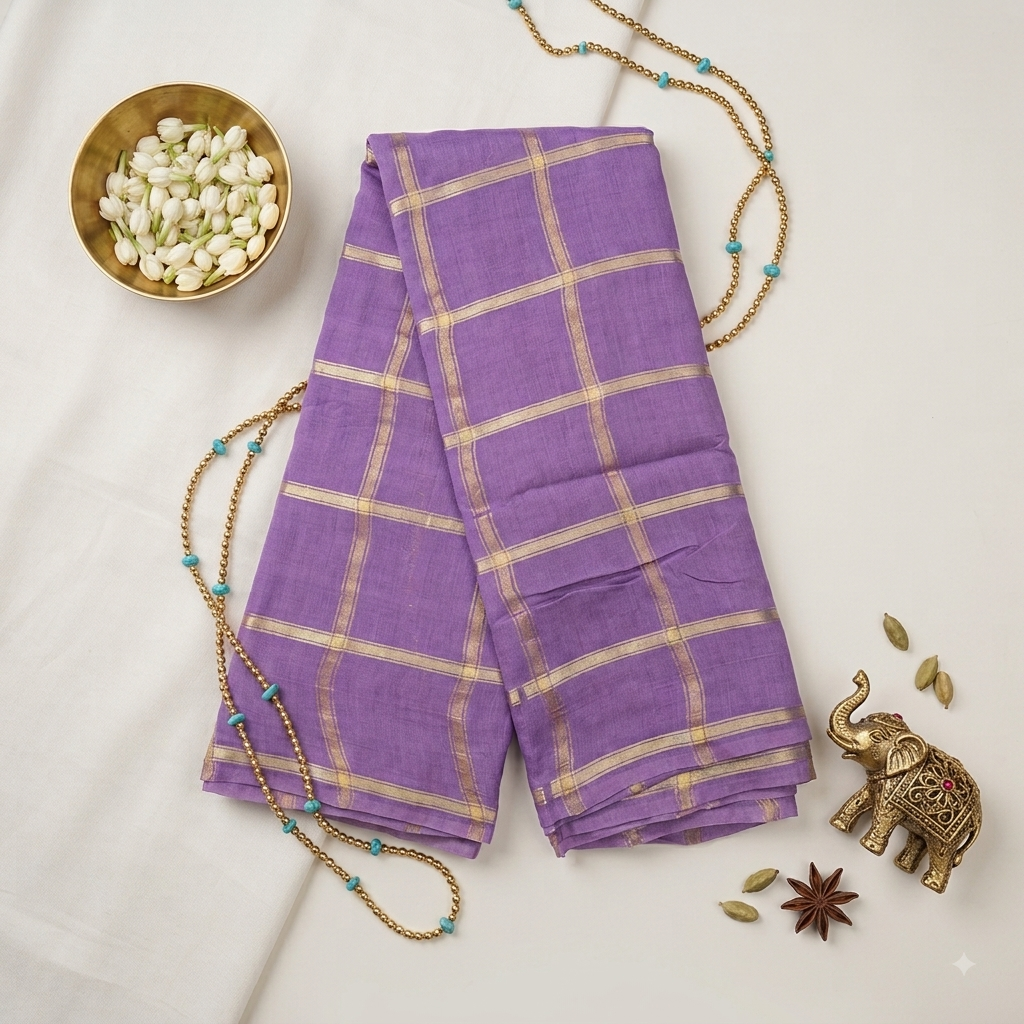 Assam silk checks saree