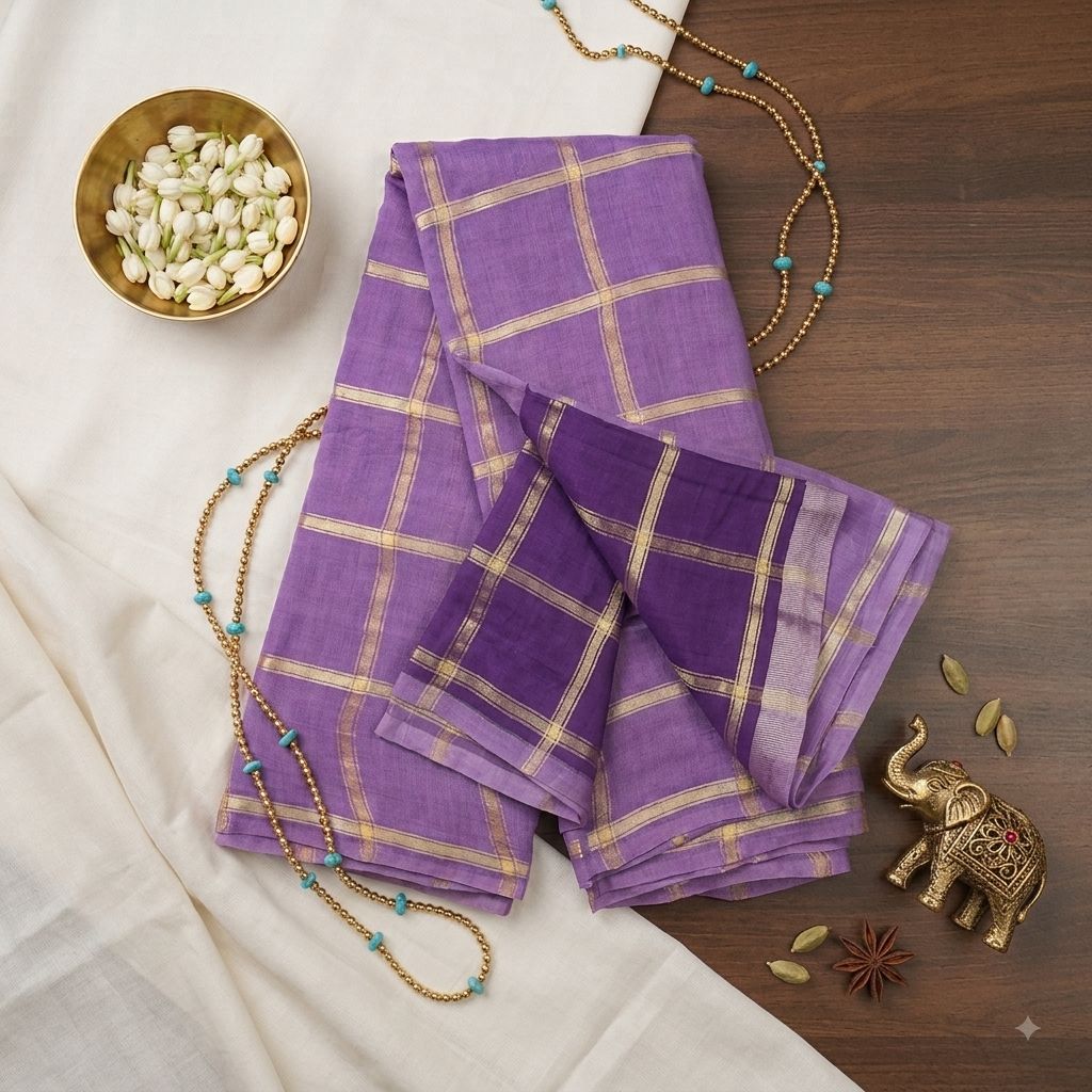 Assam silk checks saree