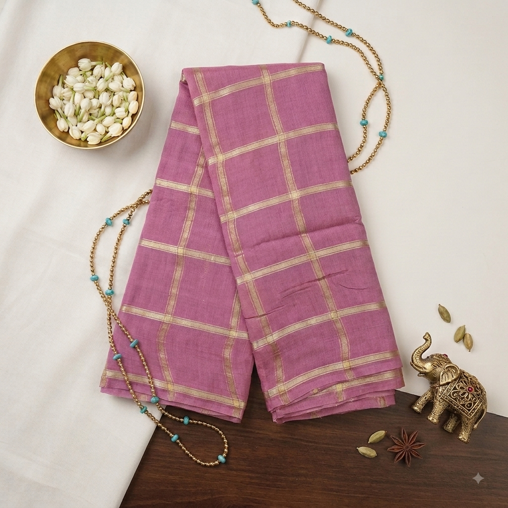 Assam silk checks saree
