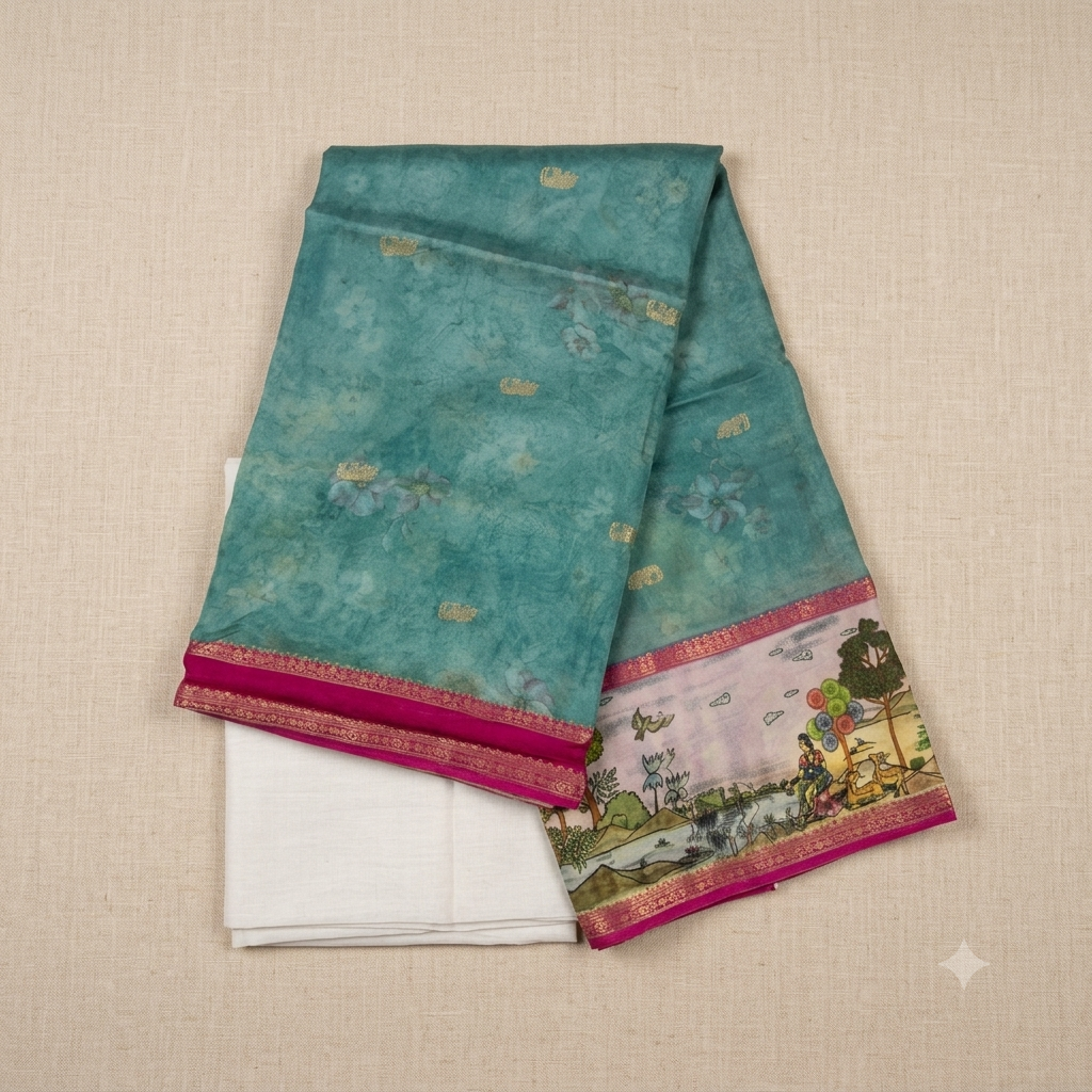 Pure dola silk saree MSF005 - Sea Green