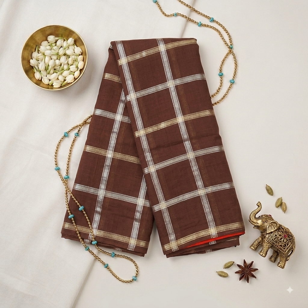 Assam silk checks saree