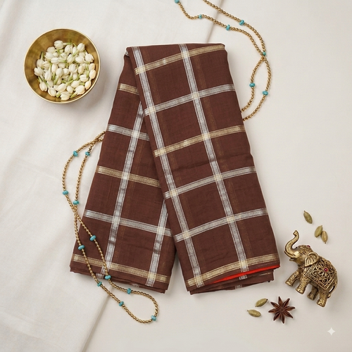Assam silk checks saree