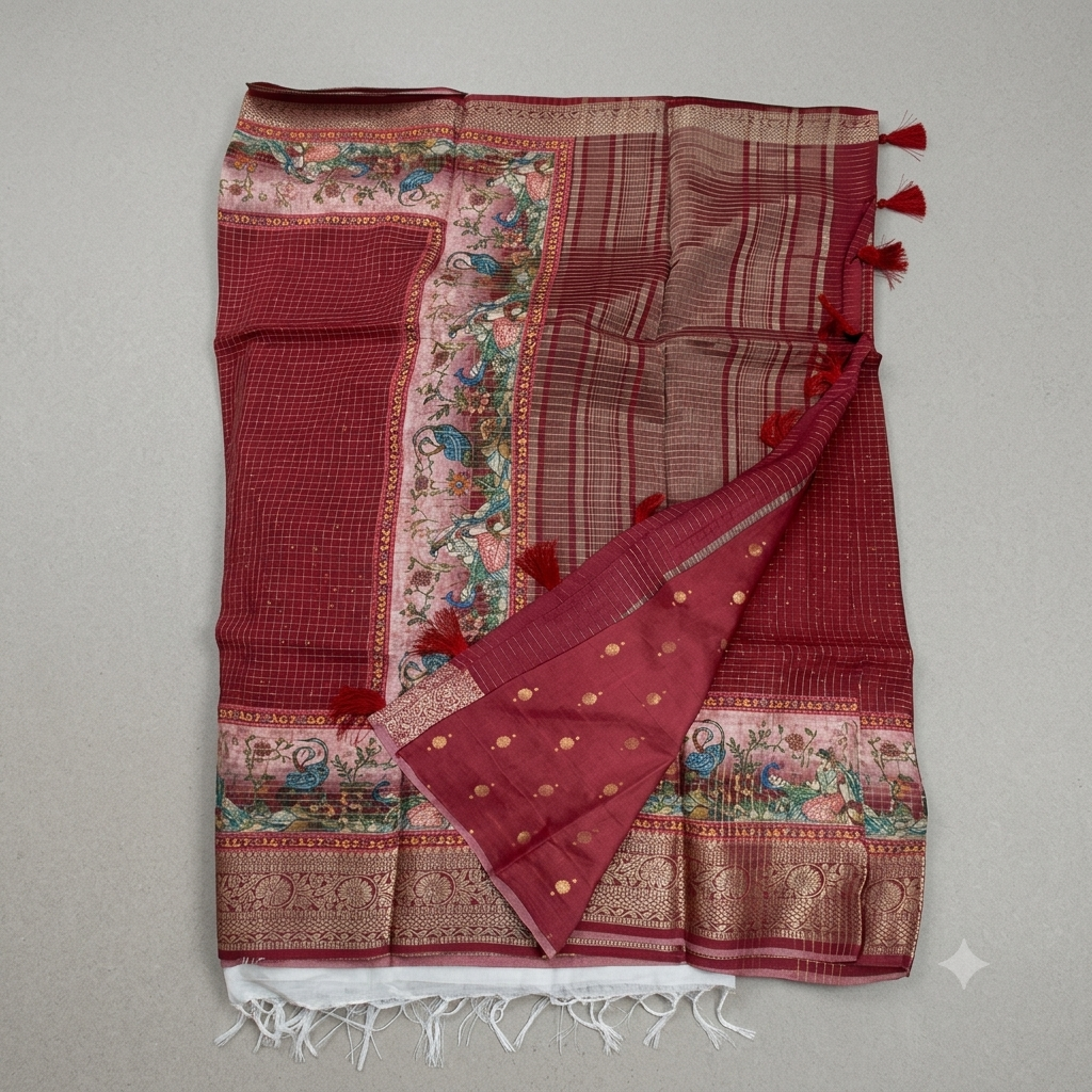 Pure dola silk saree MSF005 - Maroon