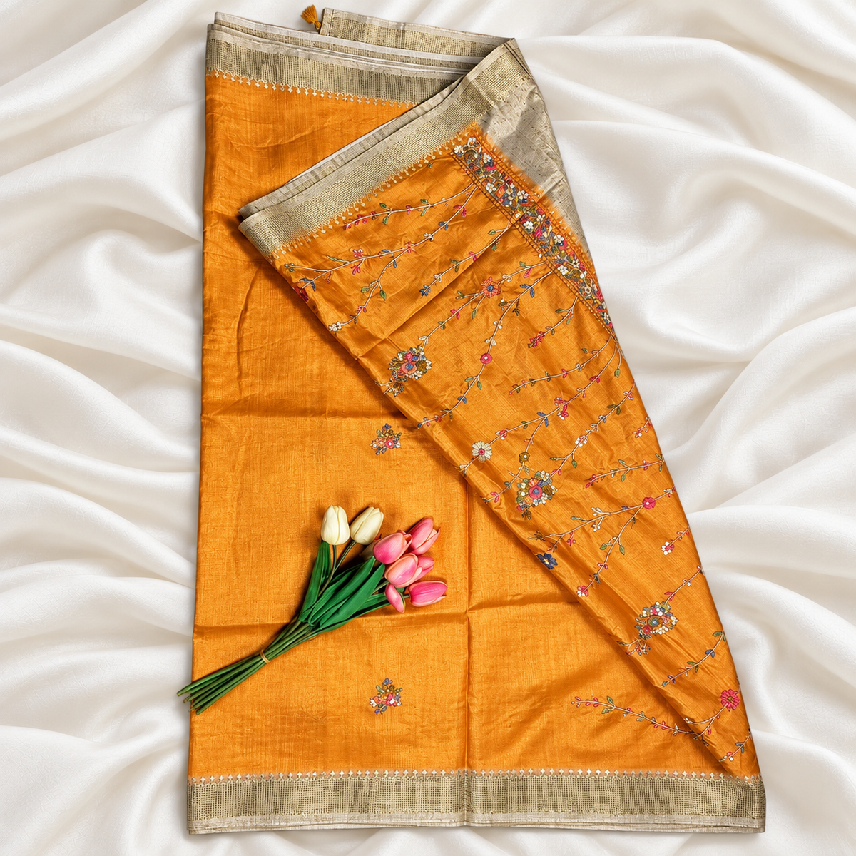 Tussar silk MSF009 - Orange