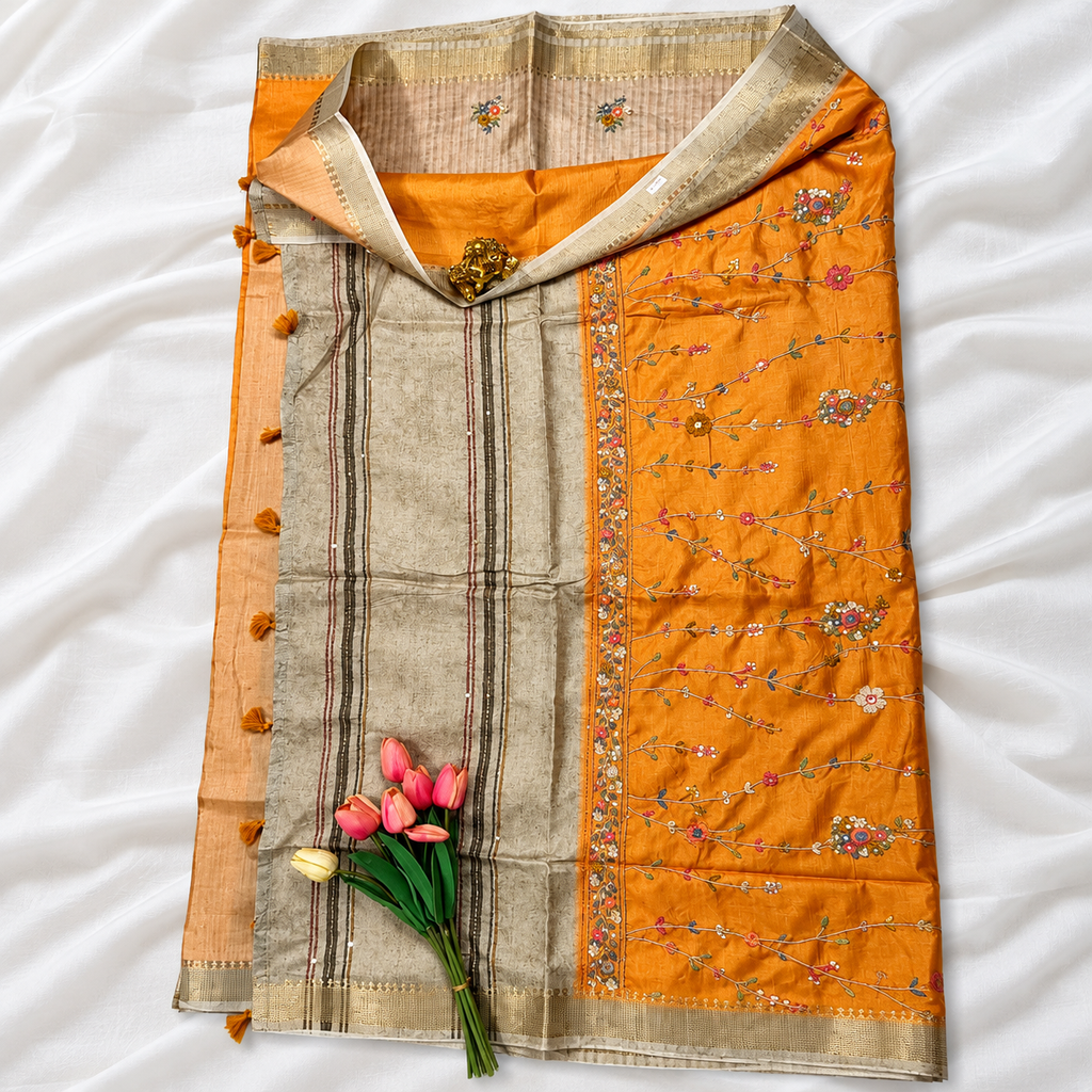 Tussar silk MSF009 - Orange