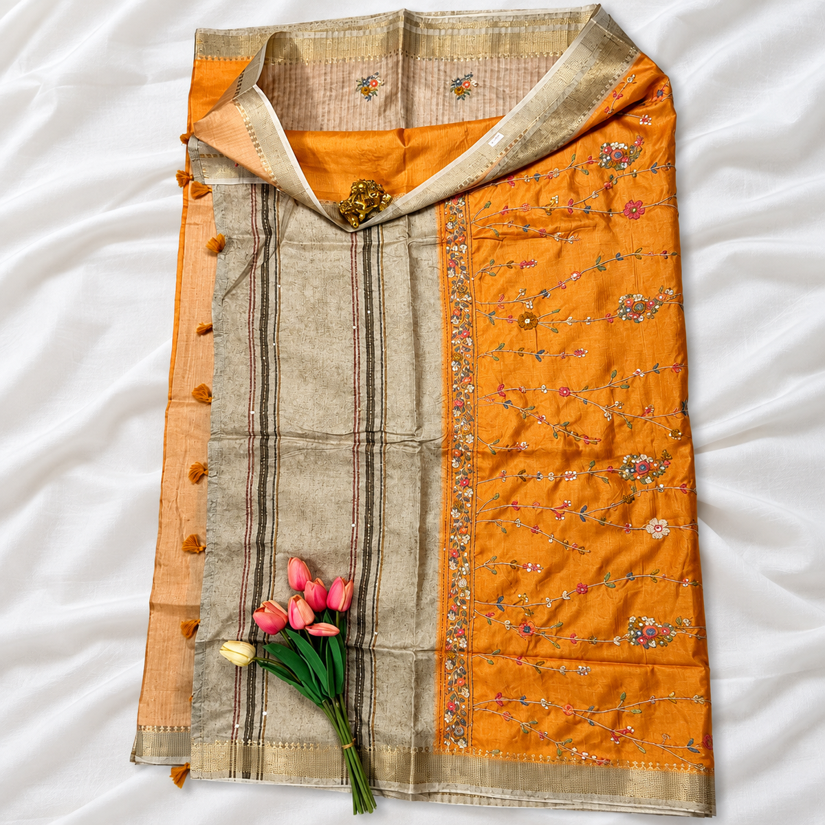 Tussar silk MSF009 - Orange