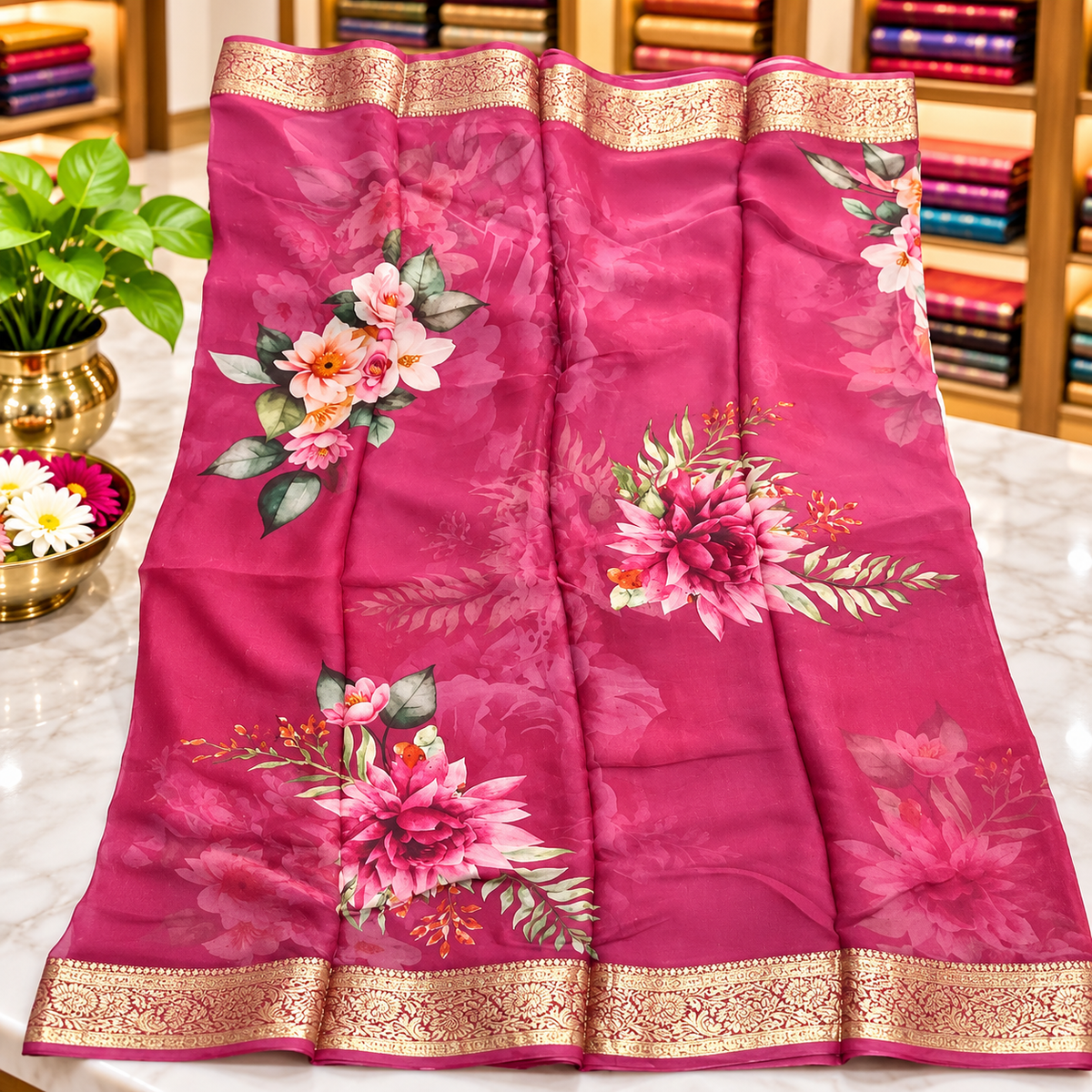 Chiffon Saree MSF016 - Wine color