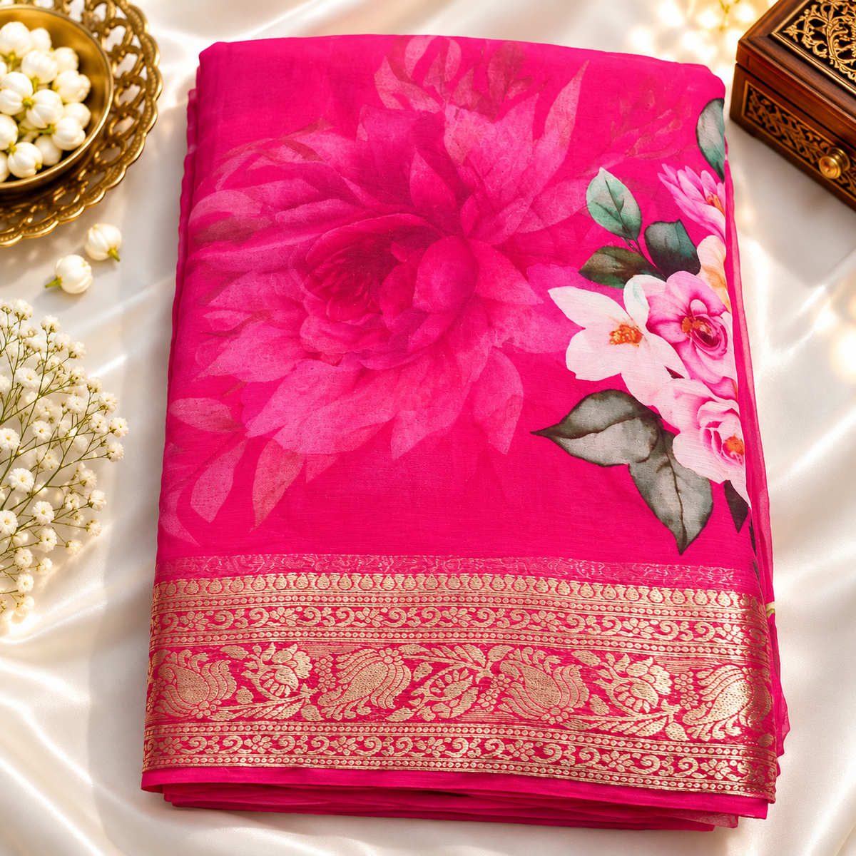 Chiffon saree MSF016 - Pink
