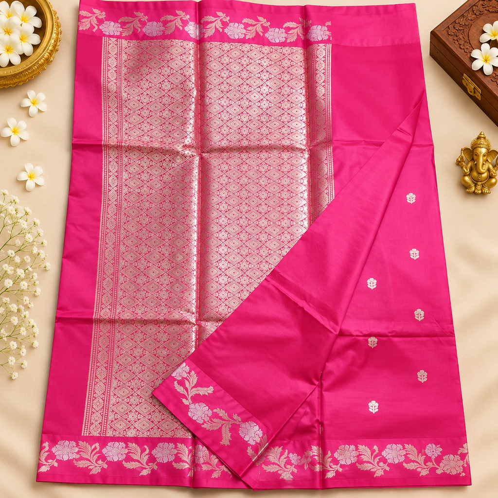 Raw mango silk saree - Pink