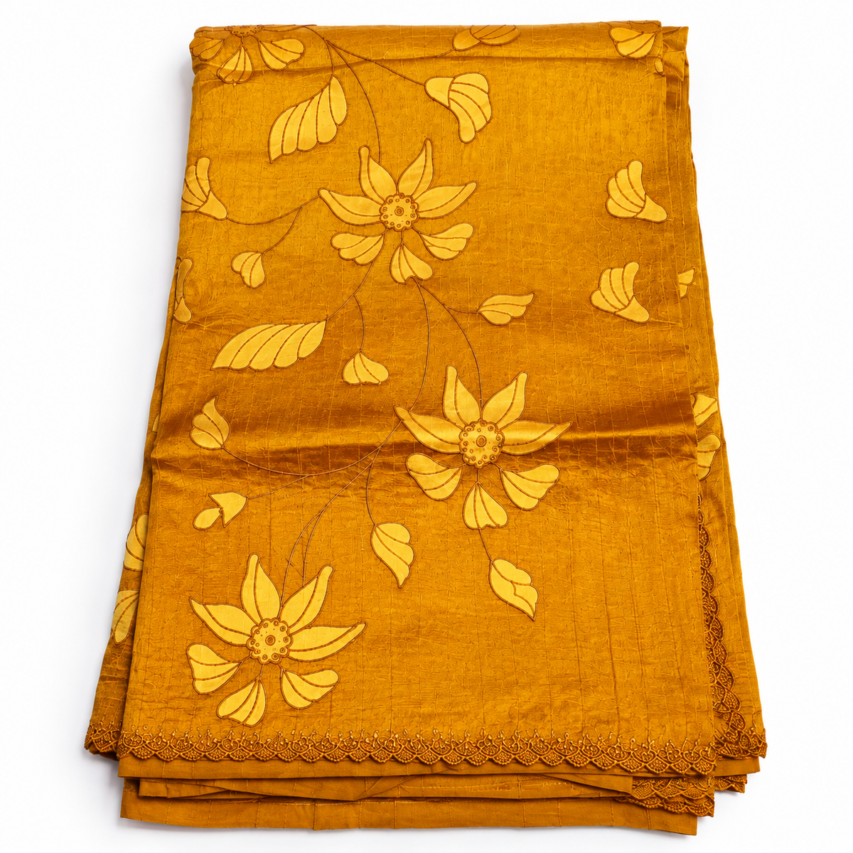 Manipuri Tussar silk saree MSF010 - Golden yellow