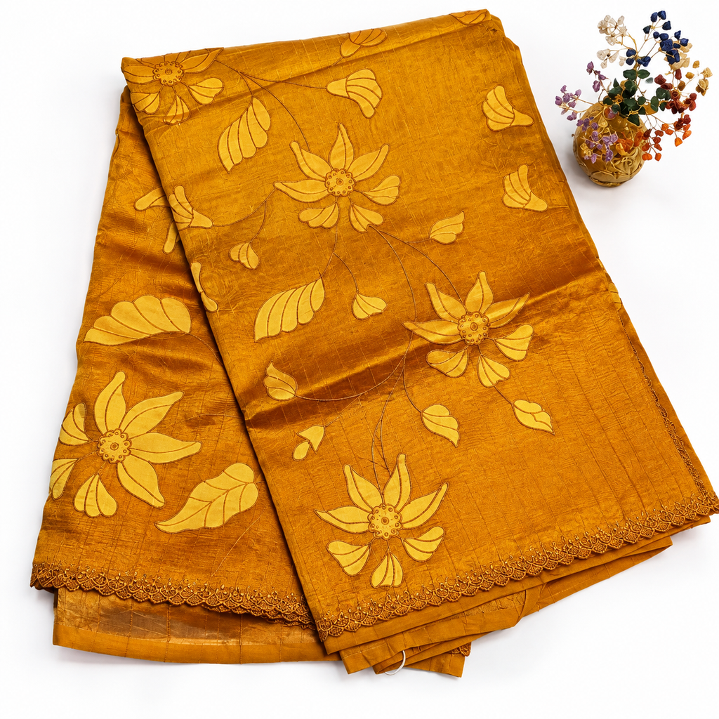 Manipuri Tussar silk saree MSF010 - Golden yellow
