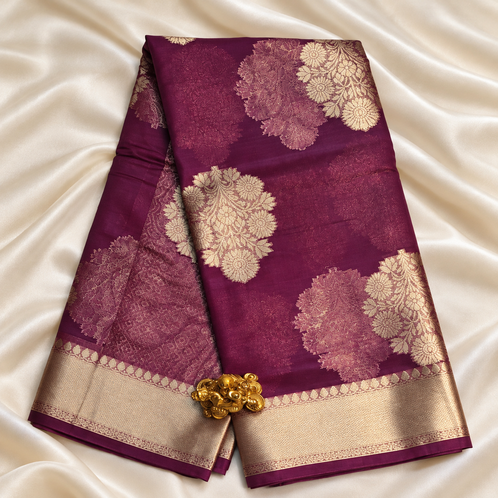 Kora silk saree MSF008 - Wine color