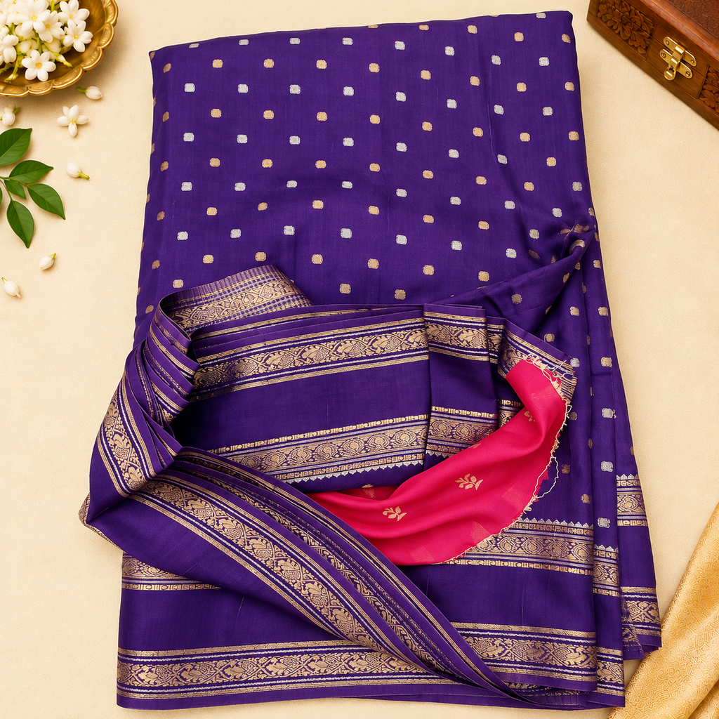 Jute Khadi Banarasi saree MSF007 - Purple color