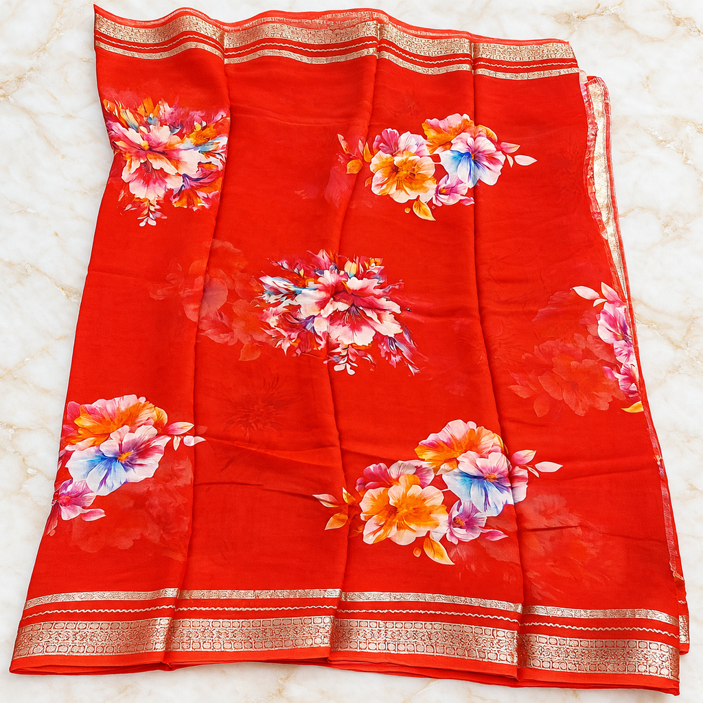 Chiffon Saree MSF015 - Red