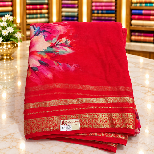 Chiffon Saree MSF015 - Red