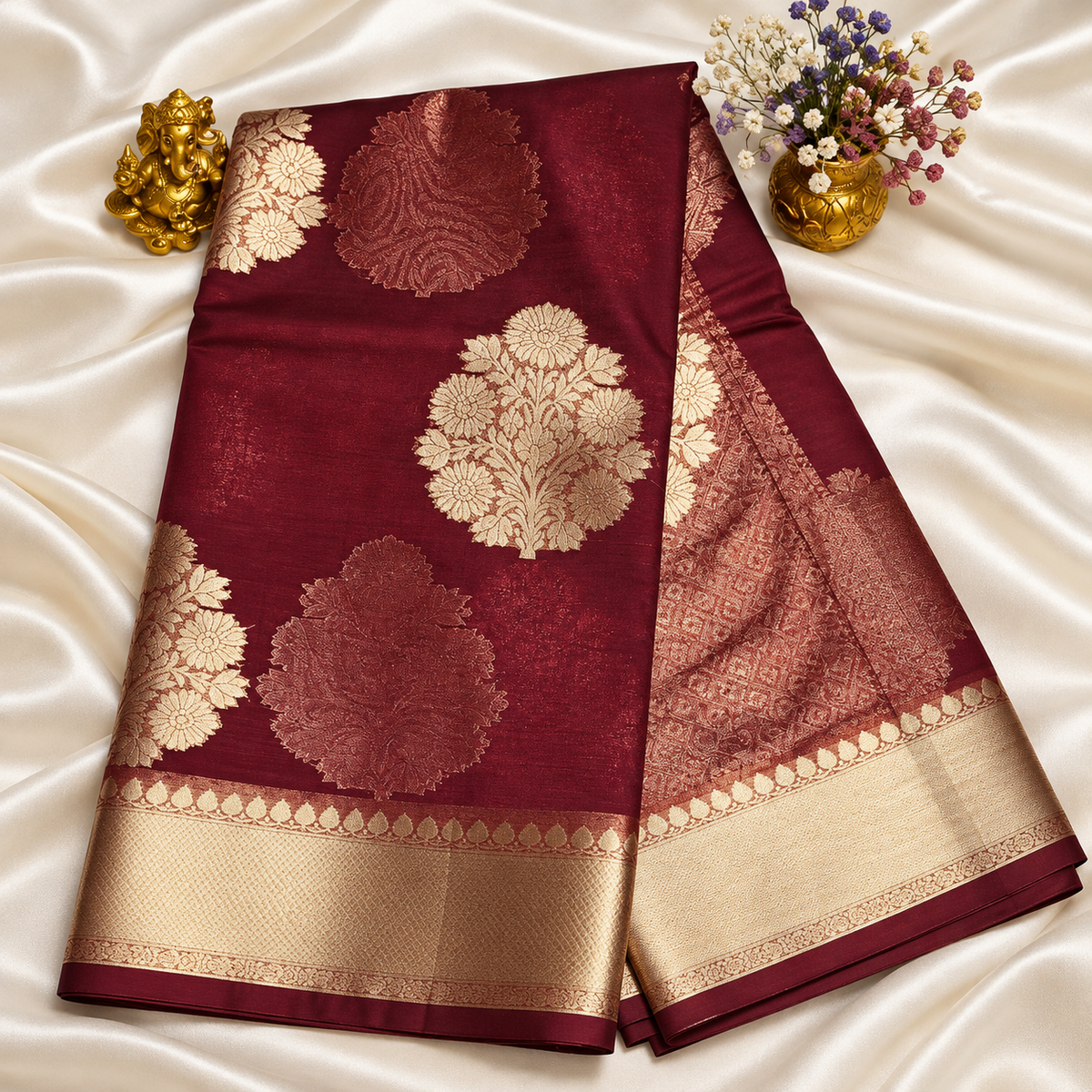 Kora silk saree MSF008 - Snuff color