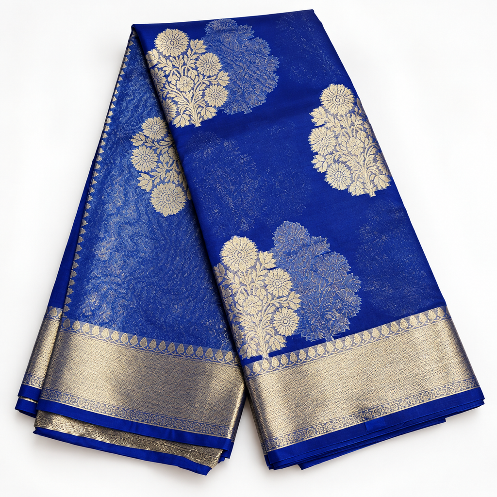 Kora silk saree MSF008 - Blue color