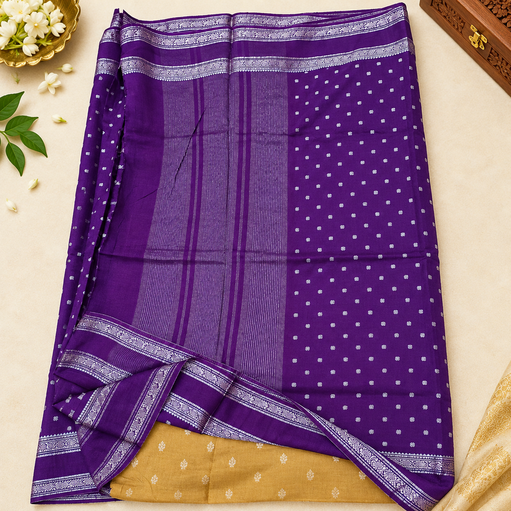 Jute Khadi Banarasi saree MSF007 - Wine color