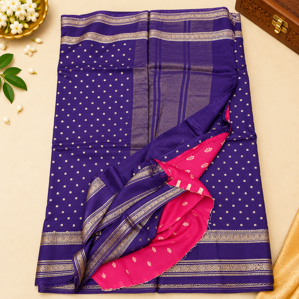 Jute Khadi Banarasi saree MSF007 - Purple color