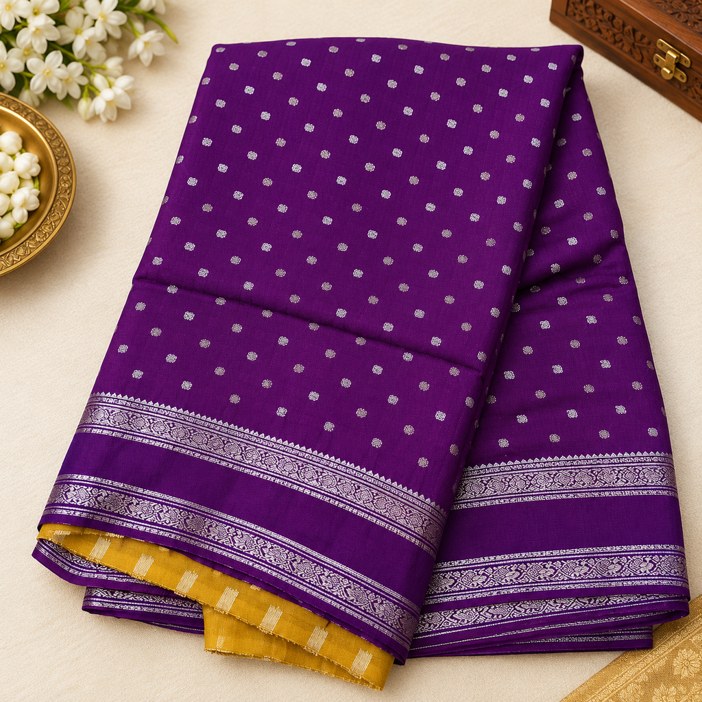 Jute Khadi Banarasi saree MSF007 - Wine color