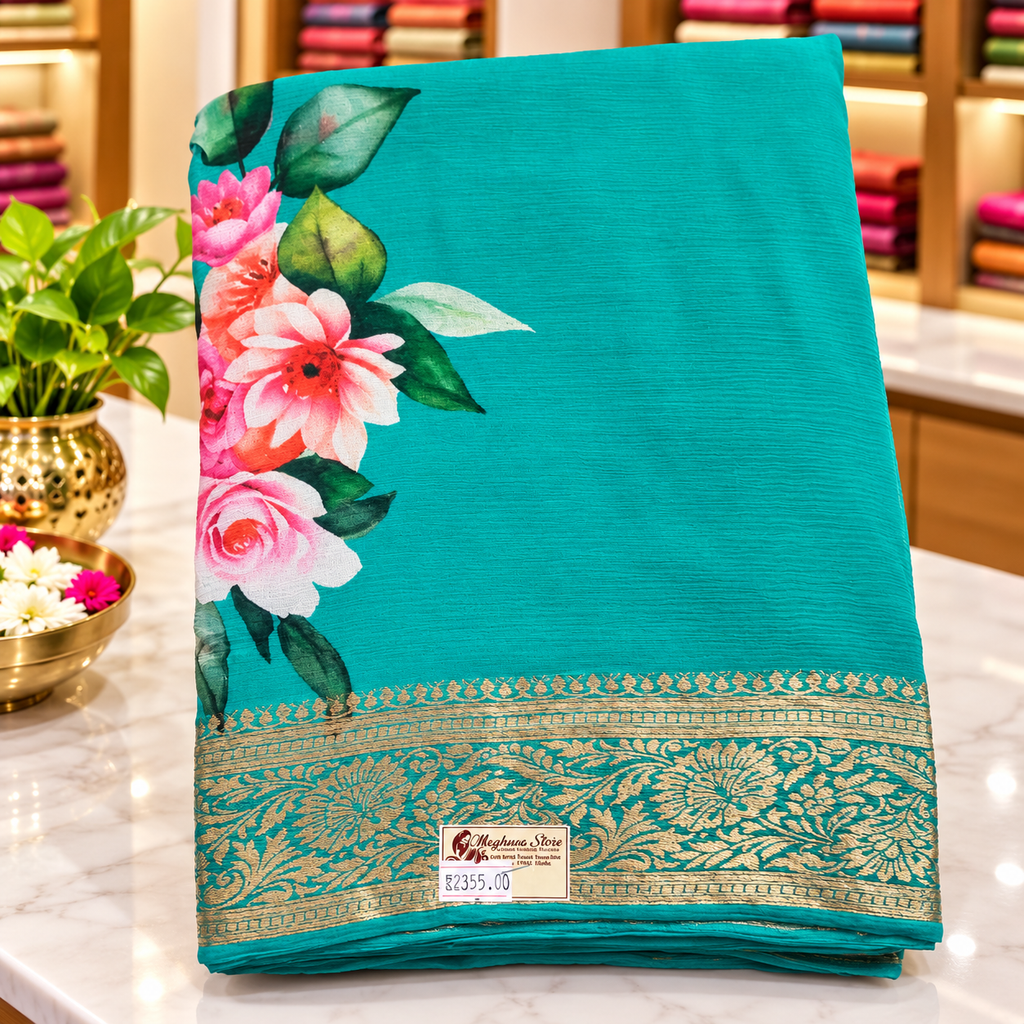 Chiffon Saree MSF016 - Sea Green