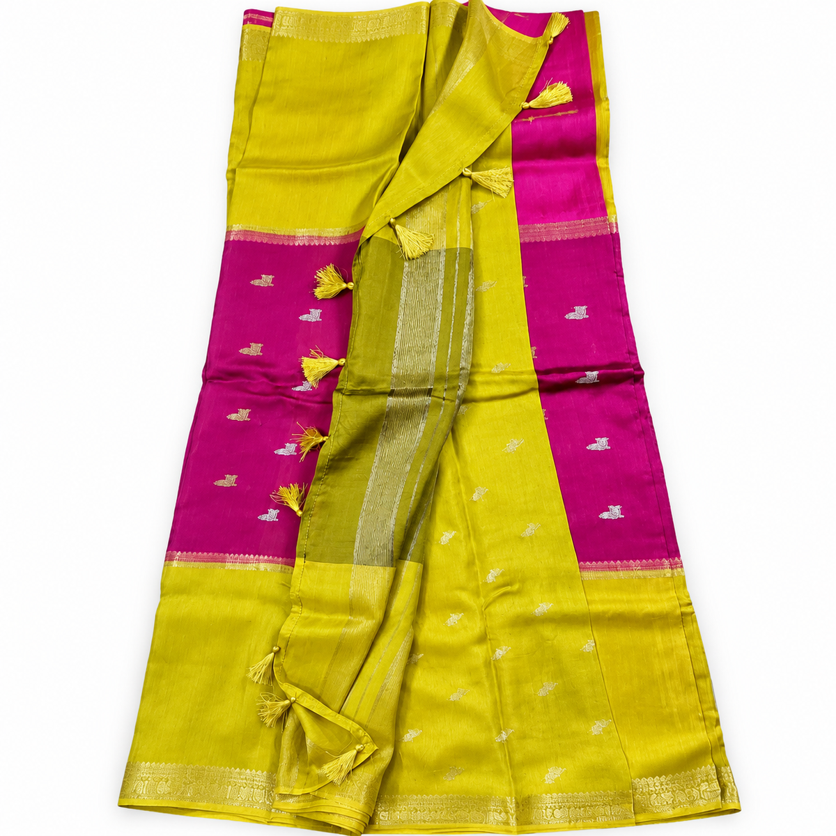 Mysore crape silk saree MSF012 - Purple & mustered yellow