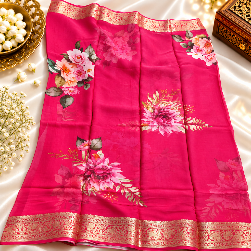 Chiffon saree MSF016 - Pink