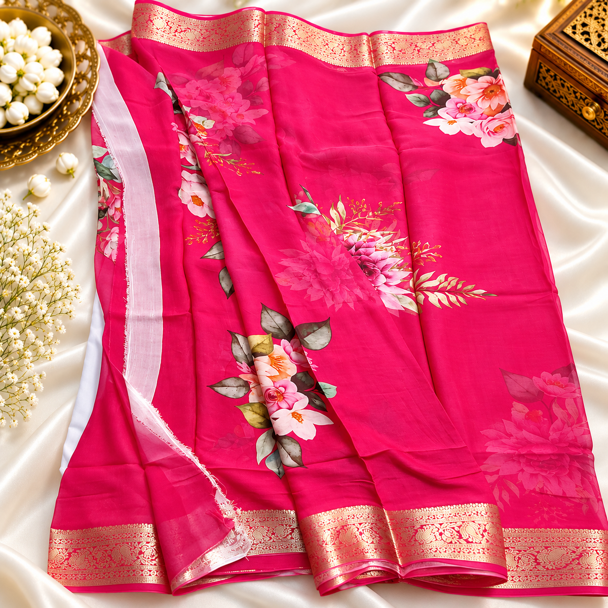 Chiffon saree MSF016 - Pink