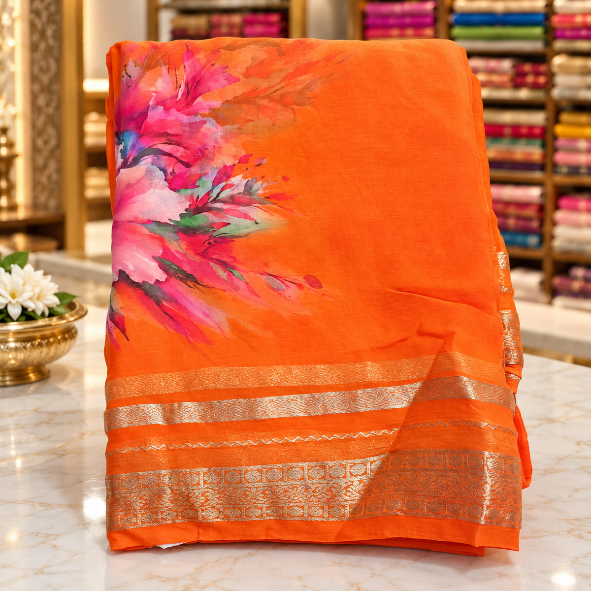 Chiffon saree MSF015 - Orange