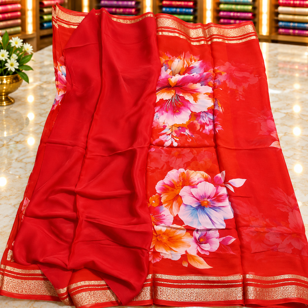 Chiffon Saree MSF015 - Red