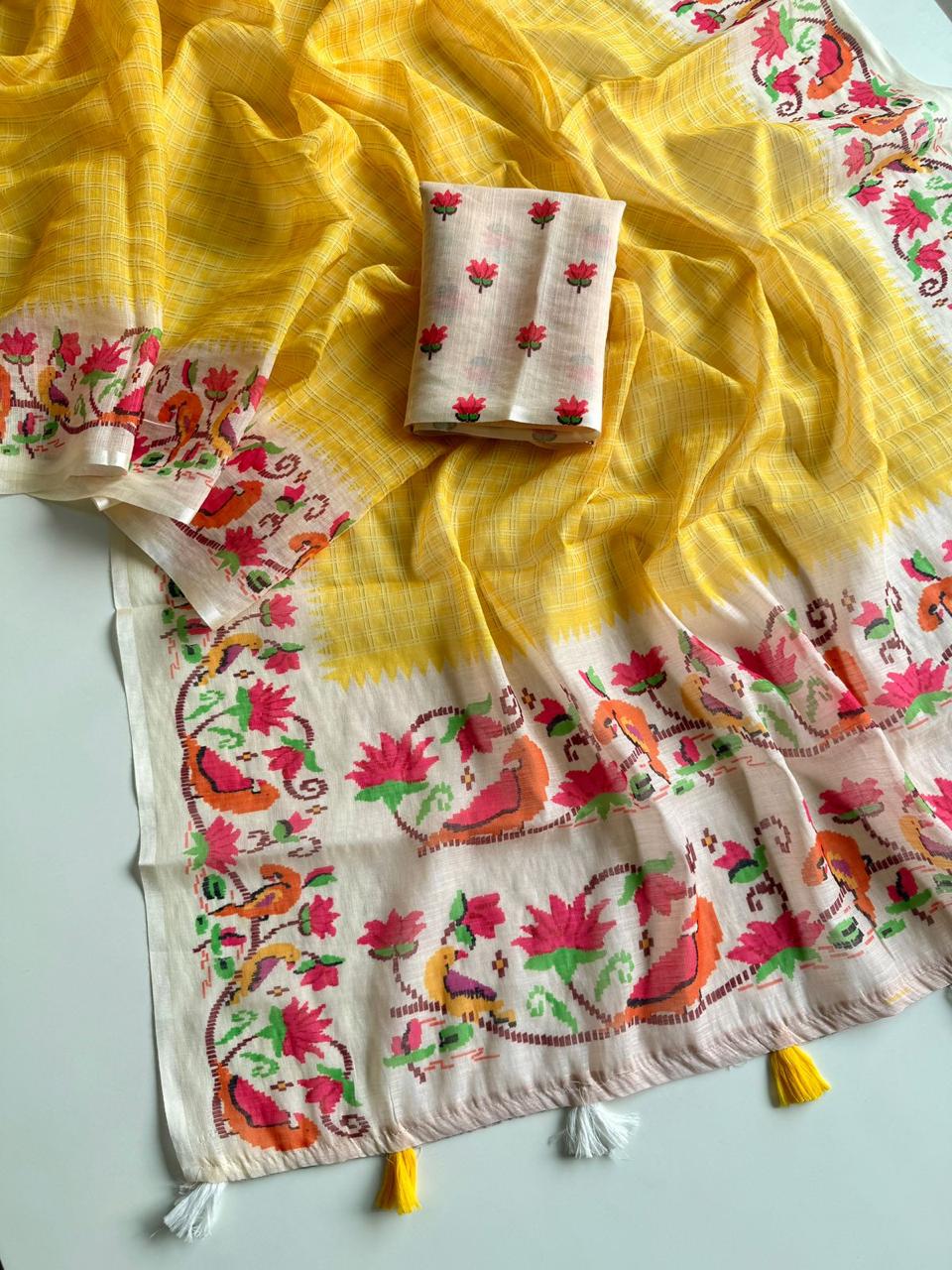 Plain Linen Saree